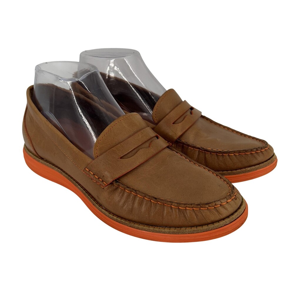 Cole Haan LunarGrand Shoes Womens Size 7.5 Brown Leather Loafer Orange Sole
